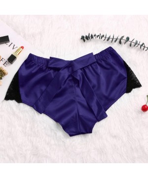 Accessories Satin Pants Sexy lace Pajama Underwear Women Shorts S-XXXL - Blue B - CI198NDEHKS