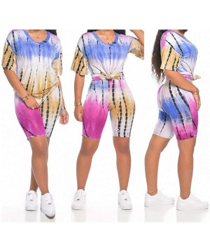 Sets Tie Dye 2 Piece Outfits for Women Summer Sexy Clubwear Plus Size Biker Shorts Set Sports Activewewar 2 Blue Purple Gold ...