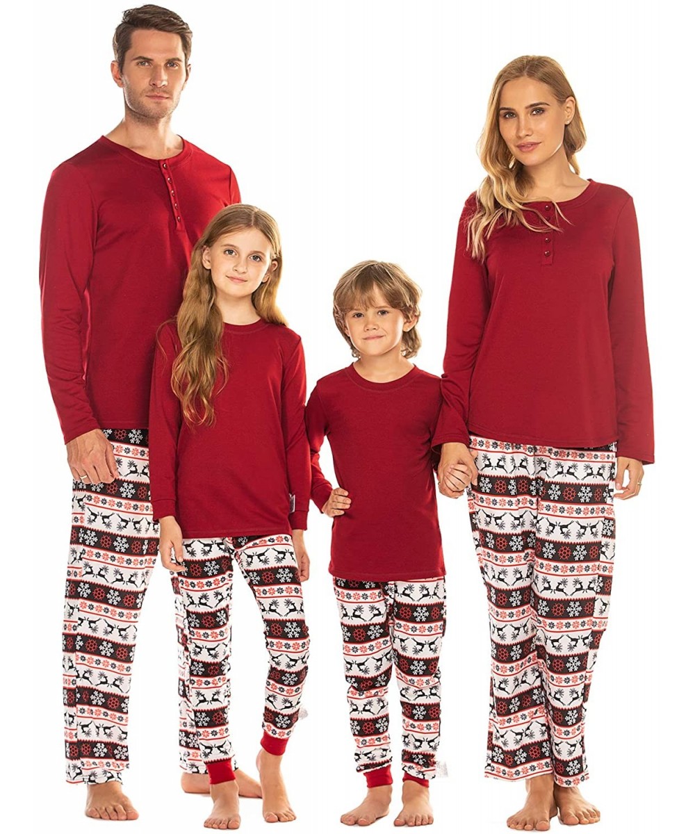 Sleep Sets Matching Family Christmas Pajamas Set Boys Girls Womens Mens Sleepwear Holiday PJ Sets Halloween Pajamas - Red Dee...