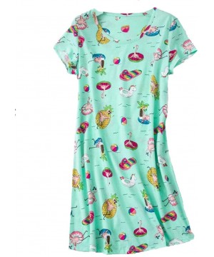 Nightgowns & Sleepshirts Women's Cotton Nightgown Sleepwear Short Sleeves Shirt Casual Print Sleepdress - Beach - C719EDQQI78