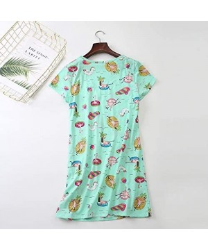 Nightgowns & Sleepshirts Women's Cotton Nightgown Sleepwear Short Sleeves Shirt Casual Print Sleepdress - Beach - C719EDQQI78