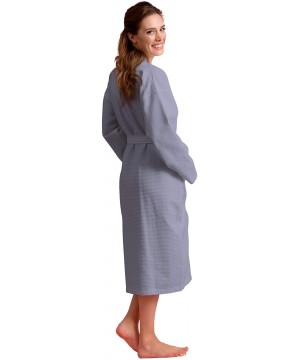 Robes Luxurious Cotton Women's Waffle Bath Robe- Long- Lightweight- Absorbent Bathrobe - Gray - CF18ZRCNYZY