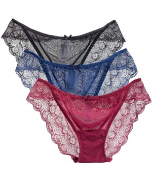 Panties Womens Sexy Lace Back Underwear Bikini Lingerie Panties 3 Pack/6 Pack - 3colors - CR183NNNAXI