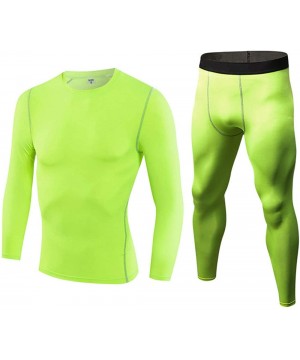 Thermal Underwear Men's Quick-Drying Thermal Underwear Top & Bottom Set 2 pc Long John Winter Ski Cycling Moto Sports - Green...