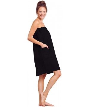 Robes Women Spa/Bath Wrap with Pocket - Soft- Light Adjustable Closure - Quick Dry - Black - C918O46DXS3