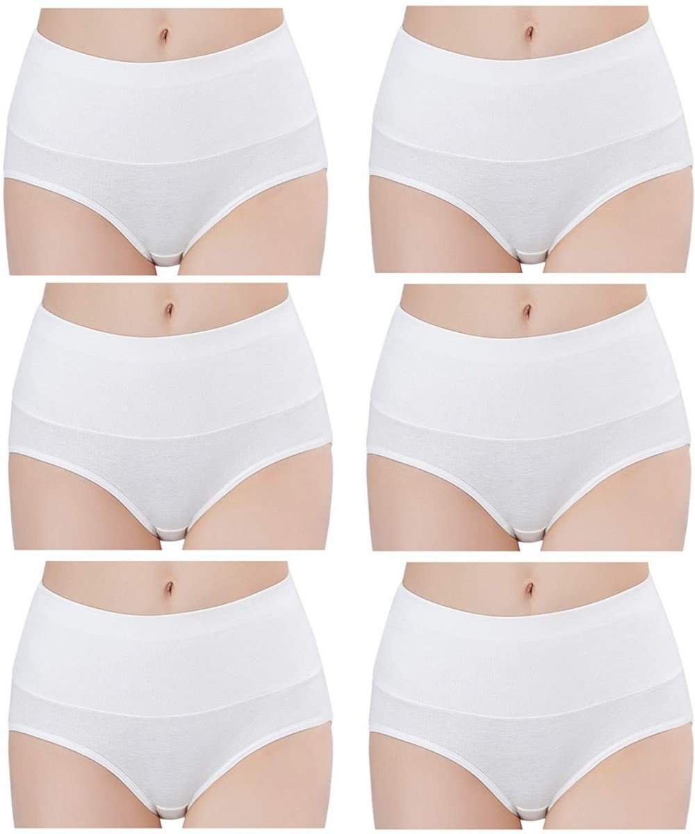 Panties Womens Underwear Cotton High Waist Breathable Soft Briefs Hipster Panties for Ladies 4/6 Pack - White-6 Pack - C3193L...