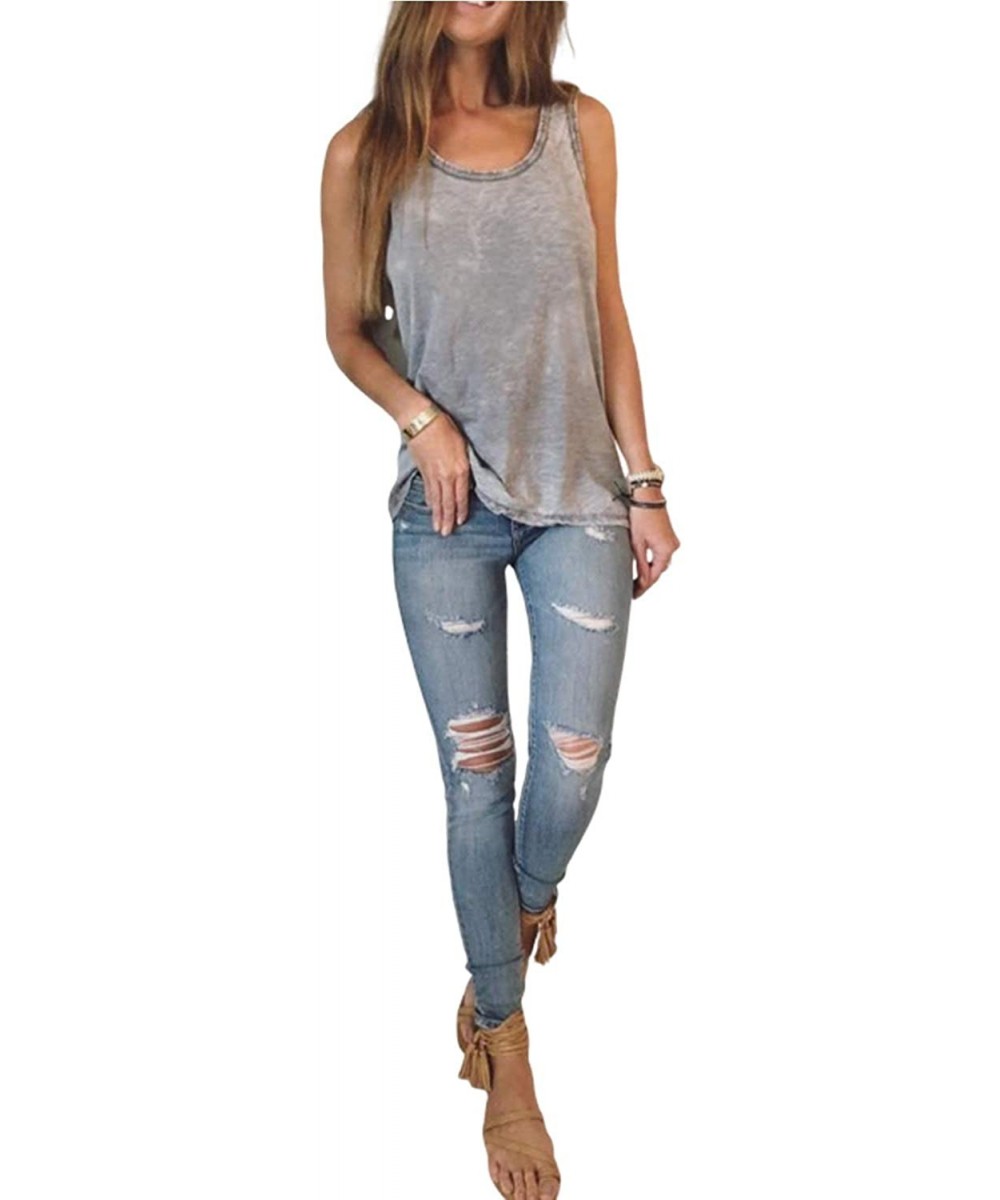 Camisoles & Tanks Women's Sexy Gray Halter Back Tanks Tops - Gray - CZ199RGH6O7