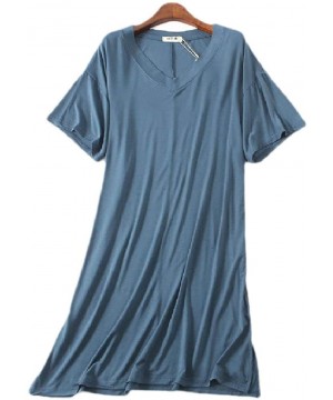 Nightgowns & Sleepshirts Women's Bamboo Ladies Sleep V-Neck Short Sleeve Nightgowns Home Wear Sleepdress - 2 - CD190ZS9U49