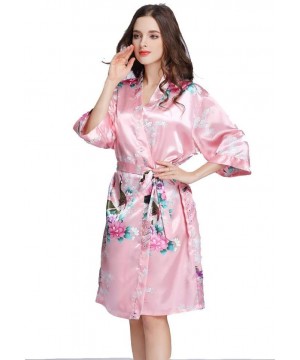 Robes Women Floral Satin Robe Peacock and Flower Bridal Dressing Gown Wedding Bride Bridesmaid Kimono Sleepwear 1 XL 1 - CX19...