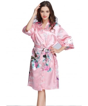 Robes Women Floral Satin Robe Peacock and Flower Bridal Dressing Gown Wedding Bride Bridesmaid Kimono Sleepwear 1 XL 1 - CX19...