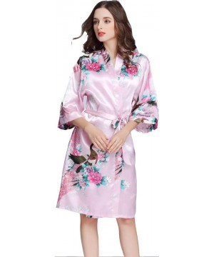 Robes Women Floral Satin Robe Peacock and Flower Bridal Dressing Gown Wedding Bride Bridesmaid Kimono Sleepwear 1 XL 1 - CX19...