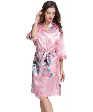 Robes Women Floral Satin Robe Peacock and Flower Bridal Dressing Gown Wedding Bride Bridesmaid Kimono Sleepwear 1 XL 1 - CX19...