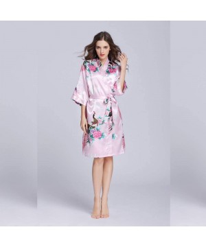 Robes Women Floral Satin Robe Peacock and Flower Bridal Dressing Gown Wedding Bride Bridesmaid Kimono Sleepwear 1 XL 1 - CX19...