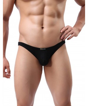 G-Strings & Thongs Men's Sexy Back Open Pouch Modal Hollowed Pouch Thong Underwear - 3black - CS19C5DMKNZ