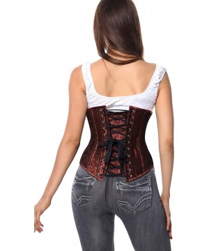 Bustiers & Corsets Women's 26 Steel Boned Vintage Brocade Underbust Waist Training Steampunk Corset - Brown - C2186W5DKOQ