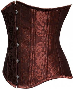 Bustiers & Corsets Women's 26 Steel Boned Vintage Brocade Underbust Waist Training Steampunk Corset - Brown - C2186W5DKOQ