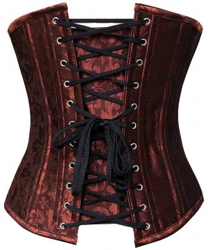 Bustiers & Corsets Women's 26 Steel Boned Vintage Brocade Underbust Waist Training Steampunk Corset - Brown - C2186W5DKOQ