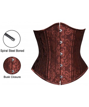 Bustiers & Corsets Women's 26 Steel Boned Vintage Brocade Underbust Waist Training Steampunk Corset - Brown - C2186W5DKOQ