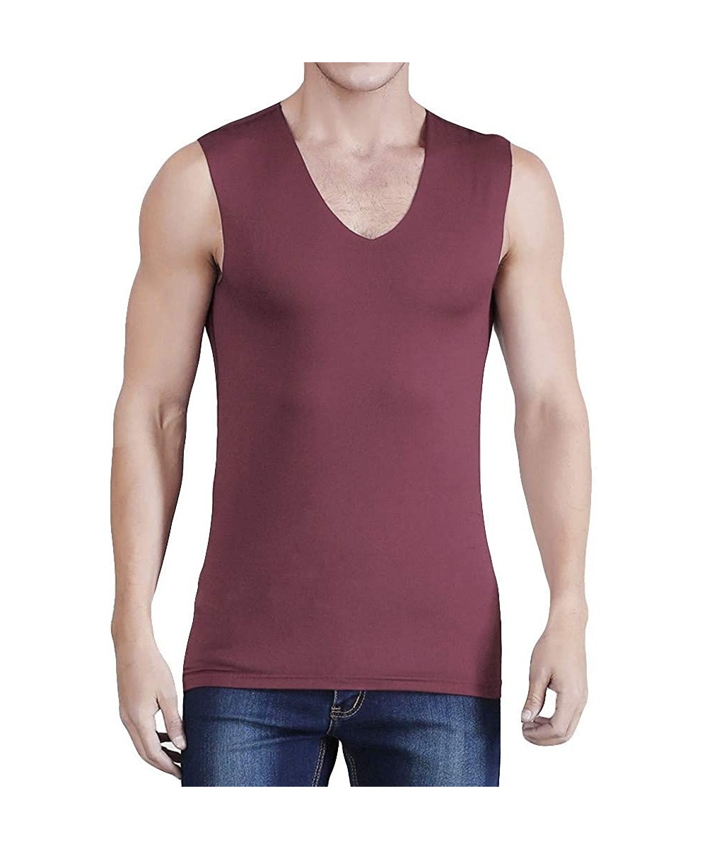 Sleep Tops Men's Ice Silk Traceless Thin Breathable Performance Sleeveless Workout Muscle Bodybuilding Tank Tops Shirts - Win...