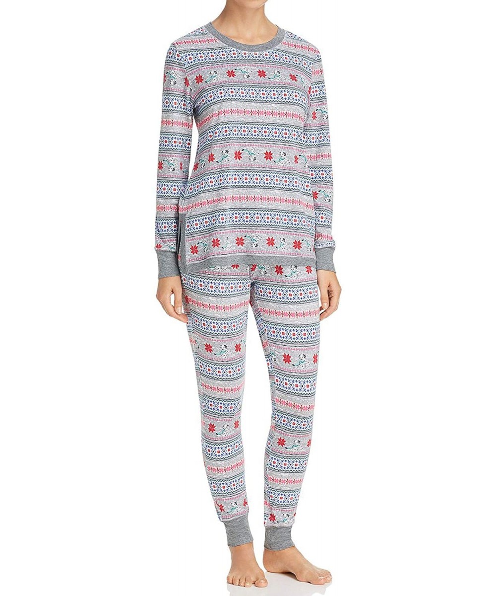 Sets Women's Party Print Pajama Set - Grey - C818O3AARSZ