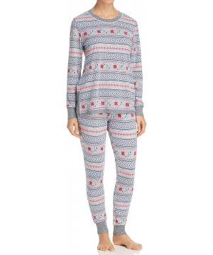 Sets Women's Party Print Pajama Set - Grey - C818O3AARSZ