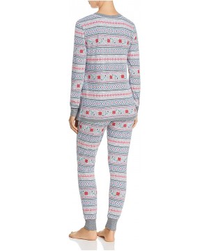 Sets Women's Party Print Pajama Set - Grey - C818O3AARSZ