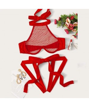 Thermal Underwear Lingerie- Christmas Fashion Big Bowknot Women Sexy Bow Racy Underwear Chemises Nightwear - Red 22 - CC19450...