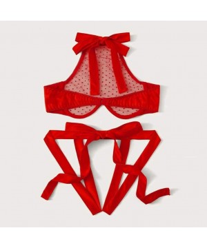 Thermal Underwear Lingerie- Christmas Fashion Big Bowknot Women Sexy Bow Racy Underwear Chemises Nightwear - Red 22 - CC19450...