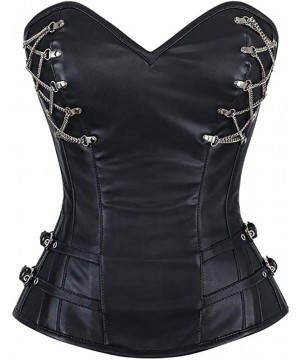 Bustiers & Corsets Women's Steampunk Gothic Waist Training Corset Steel Boned Shapewear Bustier Top - Black-pu - CX18RQZCID0