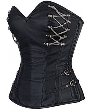 Bustiers & Corsets Women's Steampunk Gothic Waist Training Corset Steel Boned Shapewear Bustier Top - Black-pu - CX18RQZCID0