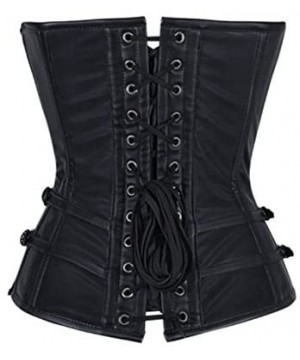 Bustiers & Corsets Women's Steampunk Gothic Waist Training Corset Steel Boned Shapewear Bustier Top - Black-pu - CX18RQZCID0