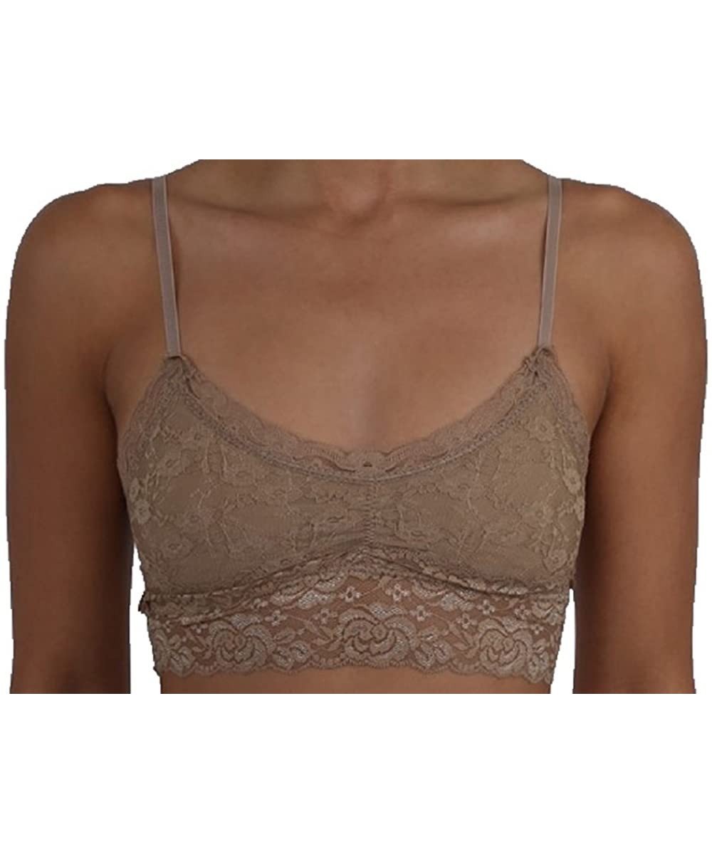 Bras Sexy Lace Bralette Cage Tube Top Bandeau Bra - Khaki - CY12KK6B36P