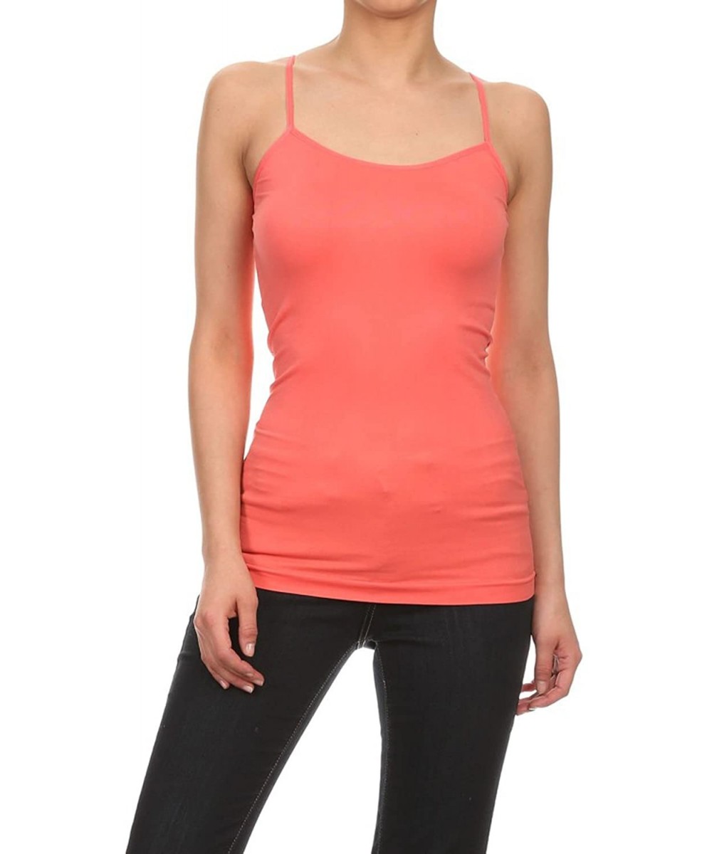 Shapewear Women's Everyday Solid Color Thin Strap Camisole - Hot Coral - CE12IETT89T