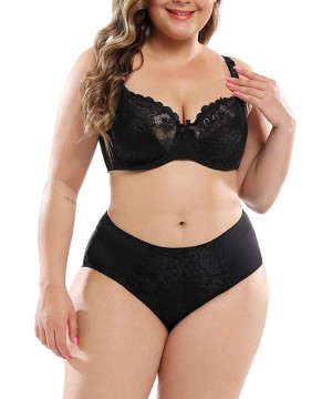 Garters & Garter Belts Fashion Women's Plus Size Gathered Bra Set Screen Perspective Lace Perspective Sexy Underwear Suit - B...