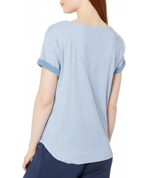 Tops Women's Pajama Lounge Top Short Sleeve T-Shirt Pj - Chambray Stripes - C012ECBZPJF