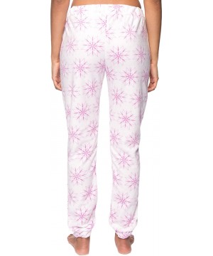 Bottoms Women's Premium Microfleece Jogger Lounge Pant - Snowflakes White/Purple - CP12LXE2YVB