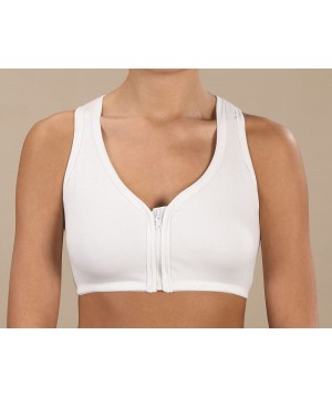 Bras Style Front Zip Mesh Back Bra White 40 D/E - CX12CLI0WQ7