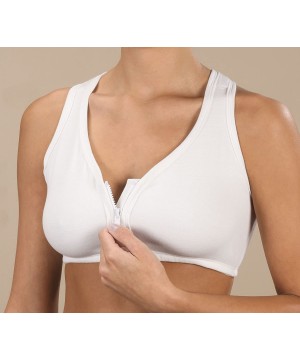 Bras Style Front Zip Mesh Back Bra White 40 D/E - CX12CLI0WQ7