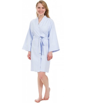 Robes Women's Woven Kimono Robe- Kimono Lounge Bathrobe - Light Blue - CP12NSRLBZ7