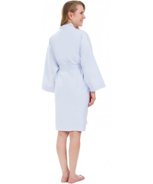 Robes Women's Woven Kimono Robe- Kimono Lounge Bathrobe - Light Blue - CP12NSRLBZ7