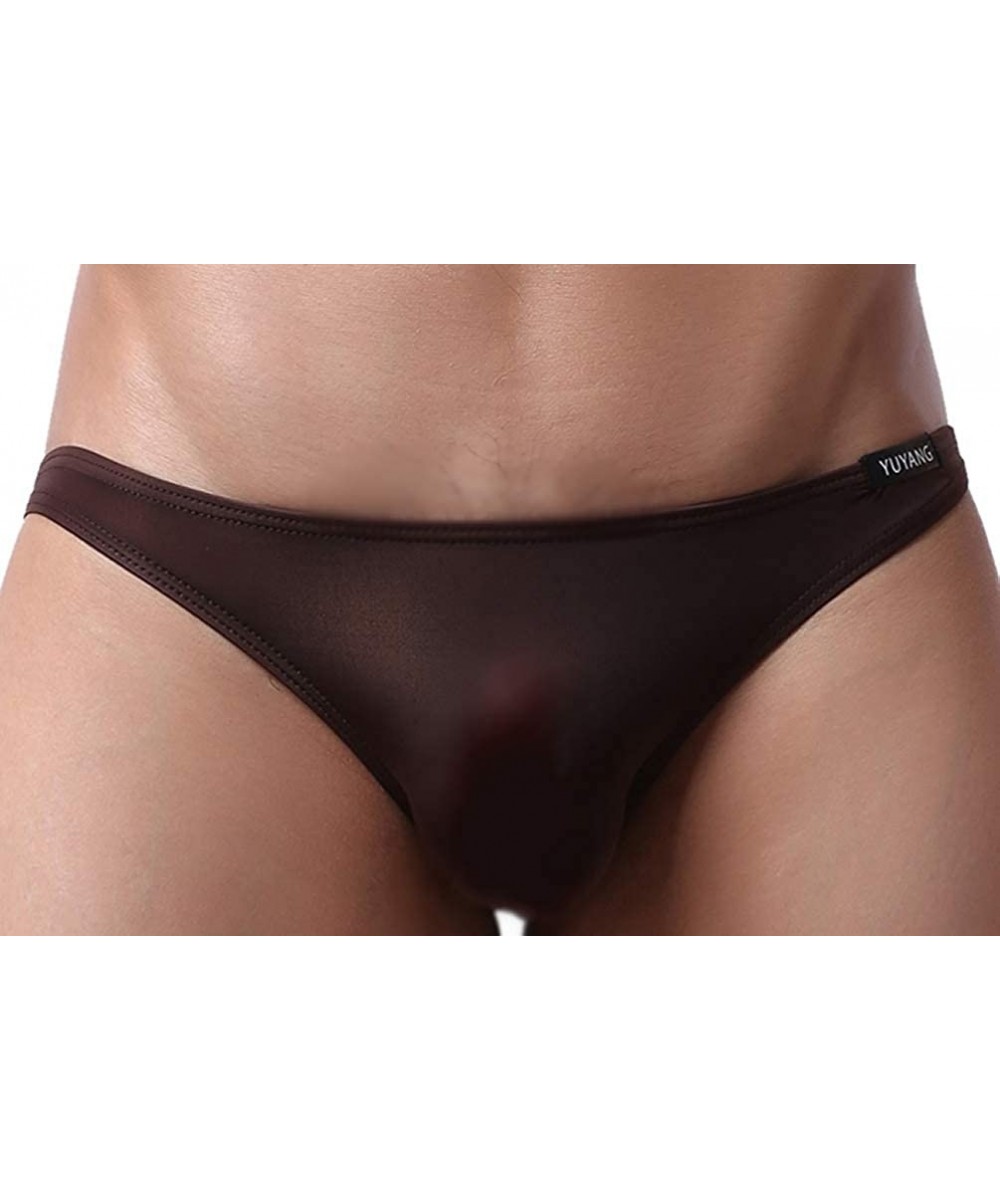 Briefs Elastic ice silk fit men's briefs - Brown - CN18YZ3NM9E