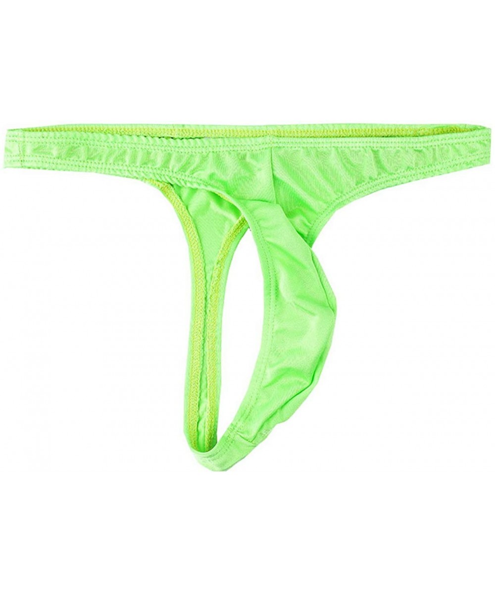 G-Strings & Thongs Men's Sexy Thong Soft Swimsuit Stretch Slim Narrow Single T-Shirt - Green - CQ19220GI9D