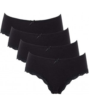 Panties Women Cotton Hipster Panties Lace Trim Underwear Stretch Briefs 4 Pack - Black Lace 1 - CY18HT4DUY8