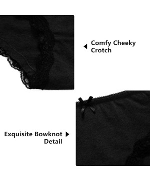 Panties Women Cotton Hipster Panties Lace Trim Underwear Stretch Briefs 4 Pack - Black Lace 1 - CY18HT4DUY8