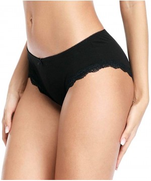 Panties Women Cotton Hipster Panties Lace Trim Underwear Stretch Briefs 4 Pack - Black Lace 1 - CY18HT4DUY8