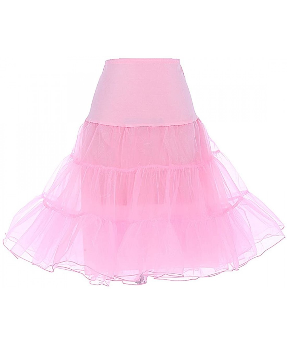 Slips Women's Vintage Rockabilly Petticoat Skirt Tutu 1950s Underskirt - Pink - C211Y4OACTD