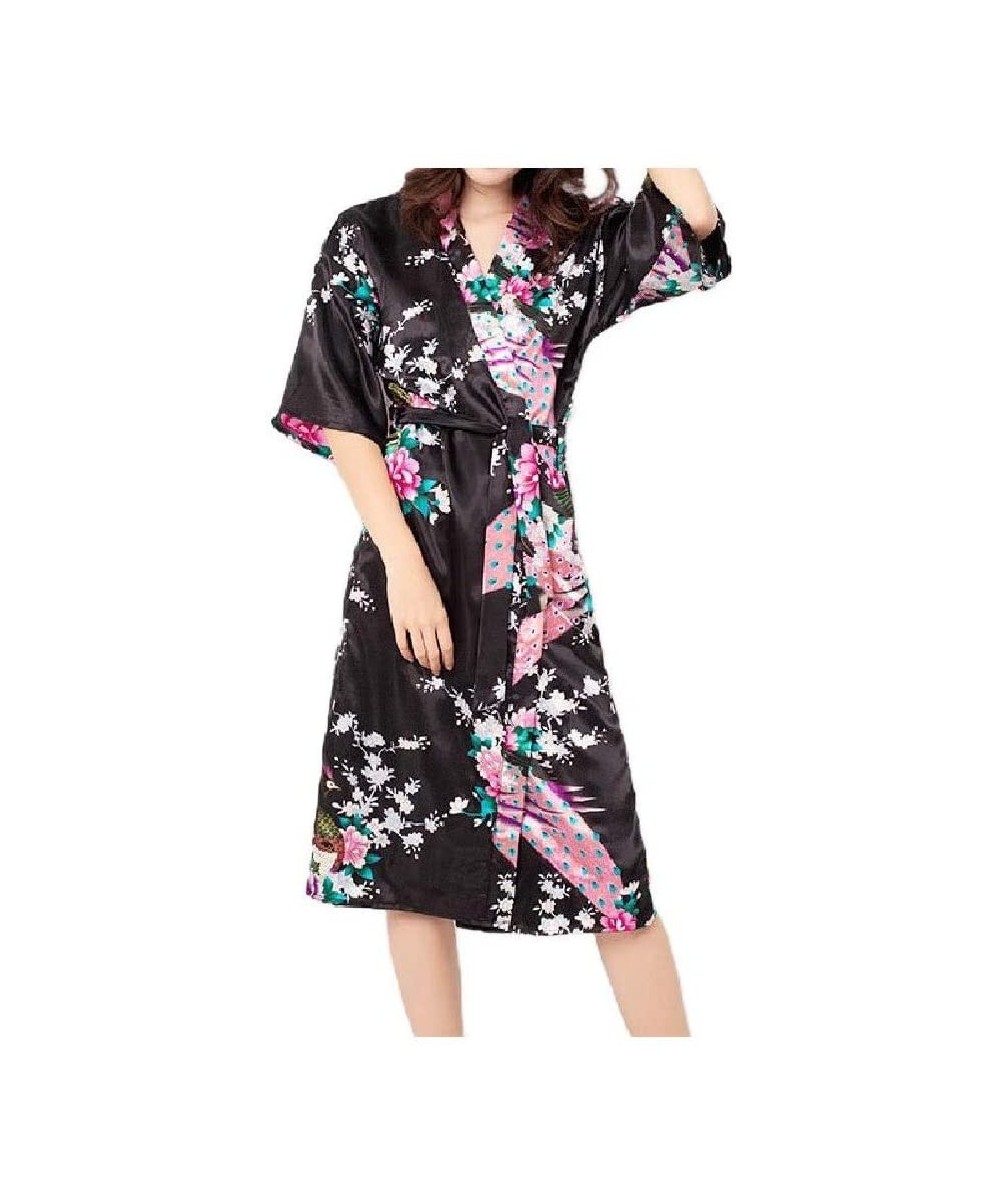 Robes Women Lounger Wrap Towels Nightwear Patterned Peacock Lounge Robe AS6 M - As6 - CH19DCTLKAZ