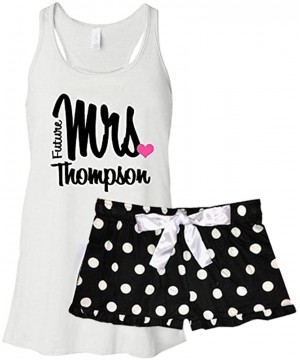 Sets Personalized Future Mrs. Bridal Pajama Set - Black Polka Dots - CU12G5TLH21