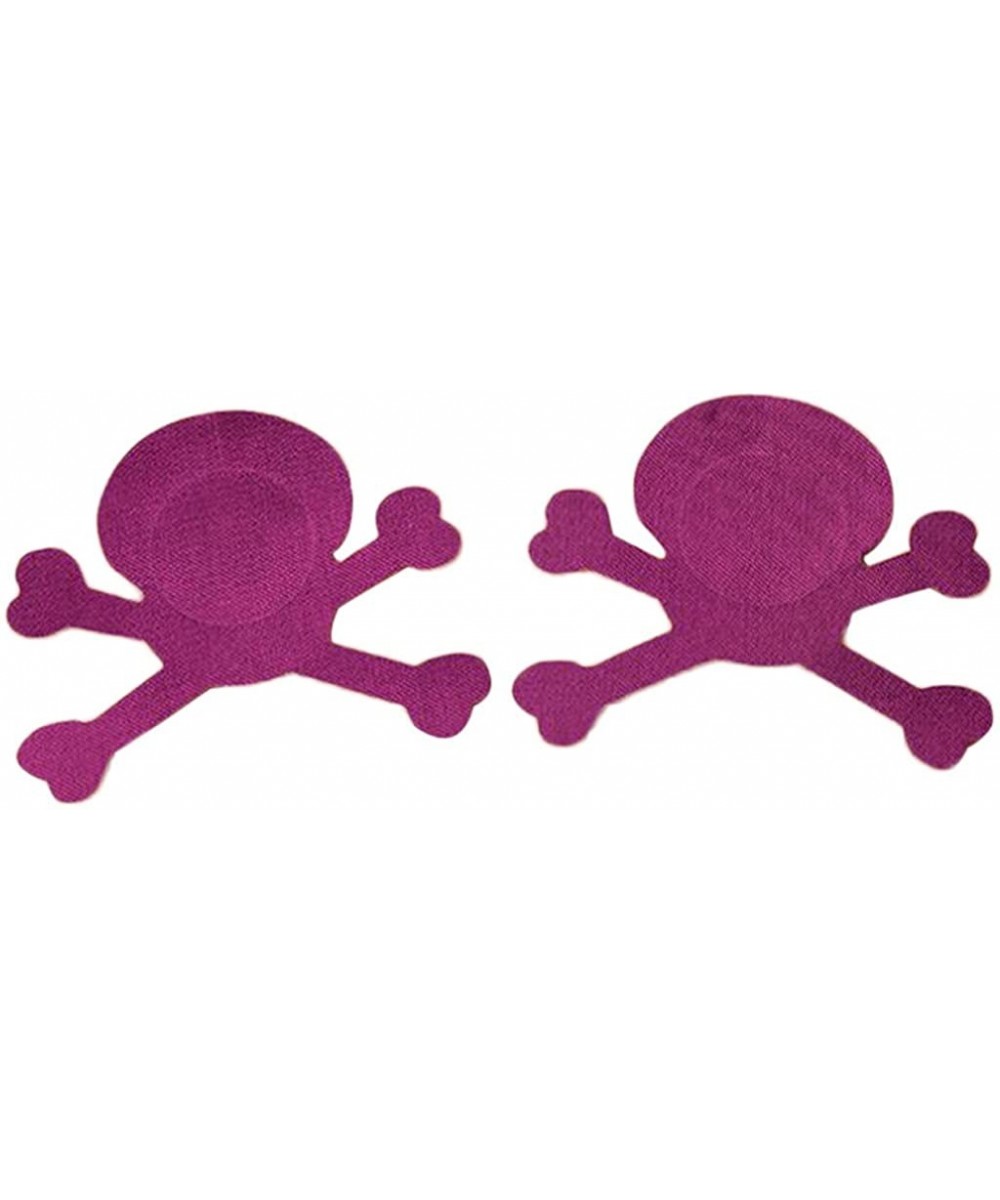 Accessories 5Pairs Disposable Adhesive Skull Breast Covers Nipple Stickers Lingerie Pasties - Purple - CL18YKQ7D9Q