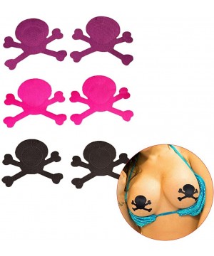 Accessories 5Pairs Disposable Adhesive Skull Breast Covers Nipple Stickers Lingerie Pasties - Purple - CL18YKQ7D9Q